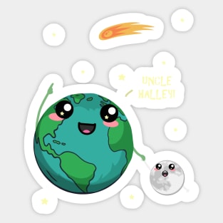 Earth And Moon Uncle Halley Sticker